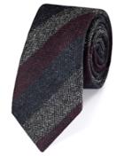 Charles Tyrwhitt Navy And Wine Silk Mix Printed Donegal Stripe Luxury Tie By Charles Tyrwhitt