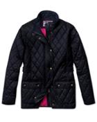 Charles Tyrwhitt Women's Semi-fitted Navy Quilted Long Sleeve Synthetic Coat Size 6 By Charles Tyrwhitt