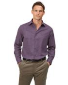 Classic Fit Purple Check Cotton With Tencel&trade; Single Cuff Size Small By Charles Tyrwhitt
