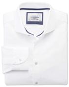 Charles Tyrwhitt Charles Tyrwhitt Extra Slim Fit Spread Collar Business Casual Linen Cotton White Dress Shirt Size 14.5/32