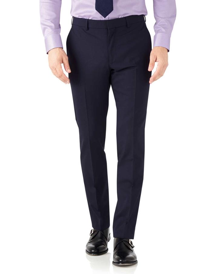 Charles Tyrwhitt Navy Blue Slim Fit Performance Suit Wool Stretch Pants Size W30 L38 By Charles Tyrwhitt