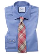  Extra Slim Fit Non-iron Blue Royal Panama Cotton Dress Shirt Single Cuff Size 14.5/32 By Charles Tyrwhitt