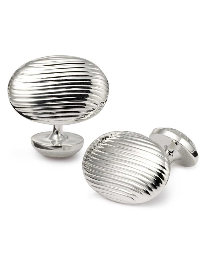 Charles Tyrwhitt Textured Oval Silver Cuff Links By Charles Tyrwhitt