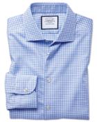  Extra Slim Fit Semi-spread Business Casual Non-iron Modern Textures Sky Blue Cotton Dress Shirt Single Cuff Size 14.5/32 By Charles Tyrwhitt
