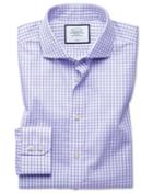  Classic Fit Non-iton Purple Check Tyrwhitt Cool Cotton Dress Shirt Single Cuff Size 15.5/33 By Charles Tyrwhitt