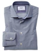 Charles Tyrwhitt Classic Fit Semi-cutaway Business Casual Diamond Texture Navy And Grey Cotton Dress Casual Shirt Single Cuff Size 15.5/33 By Charles Tyrwhitt