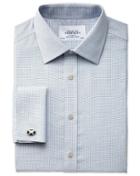 Charles Tyrwhitt Charles Tyrwhitt Extra Slim Fit Non-iron Textured Grey Check Cotton Dress Shirt Size 16/38
