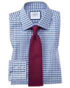Charles Tyrwhitt Slim Fit Non-iron Gingham Mid Blue Cotton Dress Shirt Single Cuff Size 15/34 By Charles Tyrwhitt