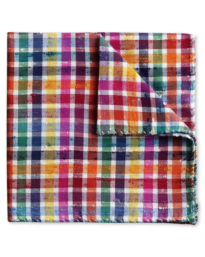 Charles Tyrwhitt Charles Tyrwhitt Multi Silk English Special Warp Check Luxury Pocket Square