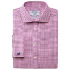 Charles Tyrwhitt Charles Tyrwhitt Extra Slim Fit Non-iron Spread Collar Basketweave Check Raspberry Cotton Dress Shirt Size 15/35