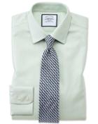 Charles Tyrwhitt Extra Slim Fit Non-iron Step Weave Green Cotton Dress Shirt French Cuff Size 14.5/32 By Charles Tyrwhitt