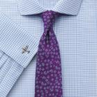 Charles Tyrwhitt Slim Fit Non-iron Spread Collar Basketweave Check Sky Blue Cotton Dress Casual Shirt French Cuff Size 17/36 By Charles Tyrwhitt