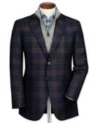 Charles Tyrwhitt Classic Fit Navy Checkered Lambswool Wool Jacket Size 42 By Charles Tyrwhitt