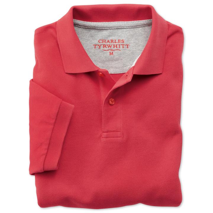 Charles Tyrwhitt Charles Tyrwhitt Salmon Short Sleeve Plain Classic Fit Essential Pique Polo (l)