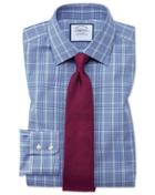  Slim Fit Prince Of Wales Check Blue And Green Cotton Dress Shirt French Cuff Size 15/34 By Charles Tyrwhitt