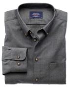 Charles Tyrwhitt Charles Tyrwhitt Classic Fit Non-iron Twill Dark Grey Cotton Dress Shirt Size Large