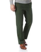  Dark Green Slim Fit Flat Front Non-iron Cotton Chino Pants Size W32 L30 By Charles Tyrwhitt