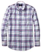 Charles Tyrwhitt Charles Tyrwhitt Slim Fit Blue And Pink Check Washed Oxford Cotton Dress Shirt Size Large