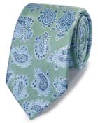  Green Linen Silk Paisley Classic Tie By Charles Tyrwhitt