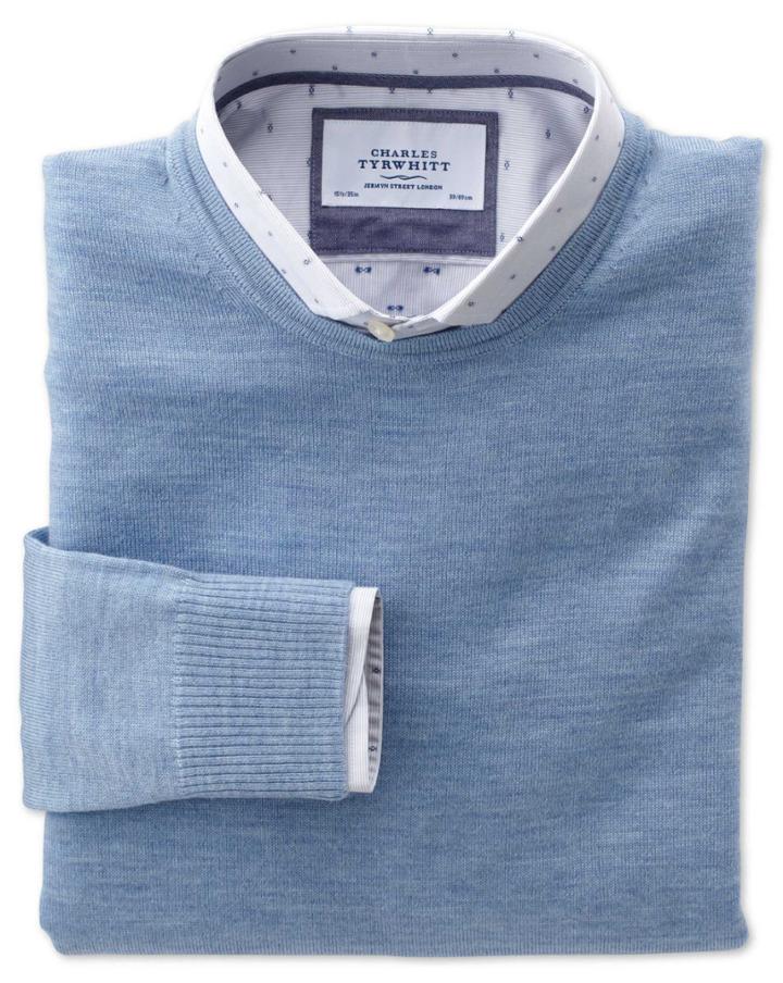 Charles Tyrwhitt Charles Tyrwhitt Sky Merino Wool Crew Neck Jumper