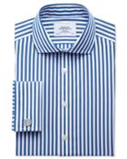 Charles Tyrwhitt Charles Tyrwhitt Extra Slim Fit Spread Collar Non Iron Bold Stripe Blue Cotton Dress Shirt Size 14.5/32