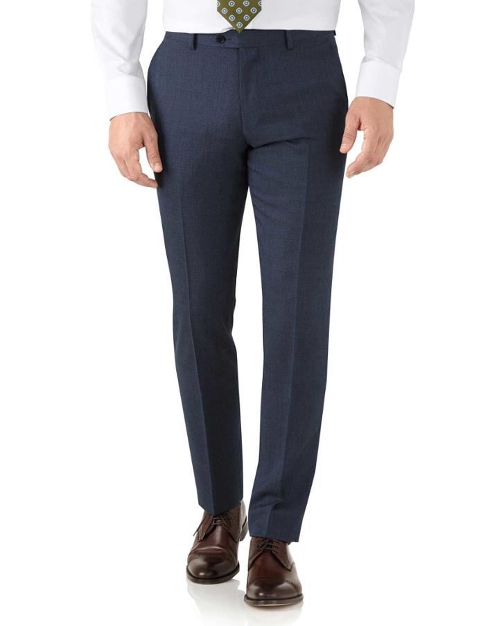Charles Tyrwhitt Airforce Blue Slim Fit Hairline Business Suit Wool Pants Size W30 L38 By Charles Tyrwhitt
