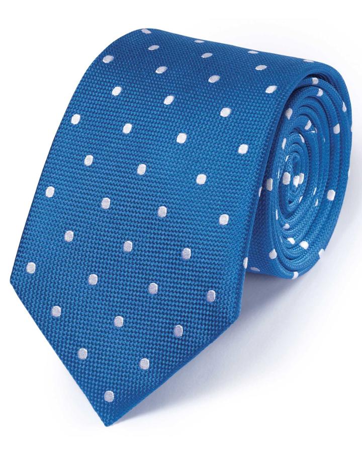 Charles Tyrwhitt Charles Tyrwhitt Royal And White Silk Classic Spot Tie