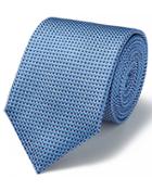  Blue And White Silk Tonal Semi Plain Classic Tie By Charles Tyrwhitt