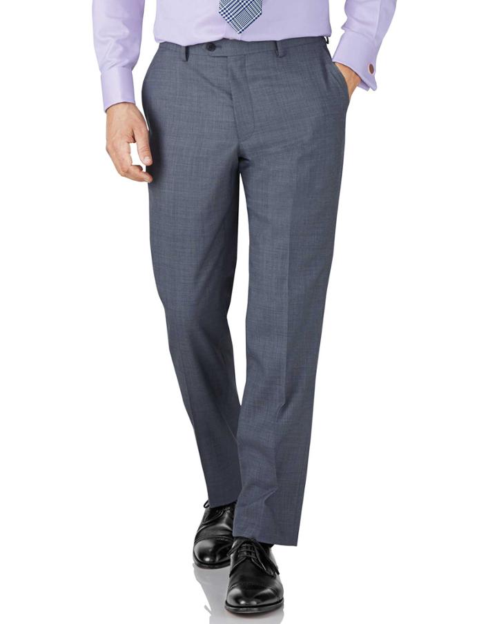 Charles Tyrwhitt Light Blue Classic Fit Sharkskin Travel Suit Wool Pants Size W30 L38 By Charles Tyrwhitt