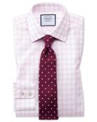 Charles Tyrwhitt Slim Fit Windowpane Check Pink Cotton Dress Shirt Single Cuff Size 15/33 By Charles Tyrwhitt