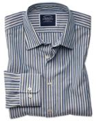  Classic Fit Navy Multi Stripe Soft Washed Cotton Casual Shirt Single Cuff Size Small By Charles Tyrwhitt