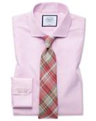  Slim Fit Non-iron Tyrwhitt Cool Poplin Pink Stripe Cotton Dress Shirt Single Cuff Size 14.5/32 By Charles Tyrwhitt