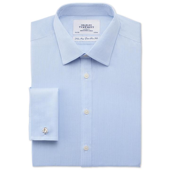 Charles Tyrwhitt Charles Tyrwhitt Sky Twill Puppytooth Non-iron Extra Slim Fit Shirt (14.5 - 33)