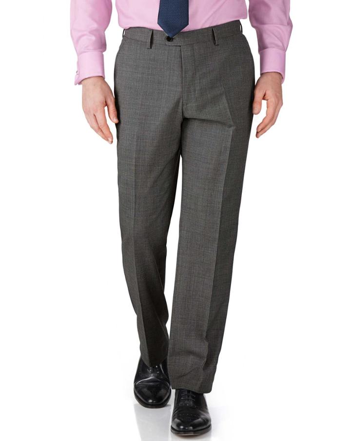Charles Tyrwhitt Grey Slim Fit End-on-end Business Suit Wool Pants Size W40 L32 By Charles Tyrwhitt