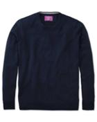  Navy Cashmere Crew Neck Sweater Size Medium By Charles Tyrwhitt