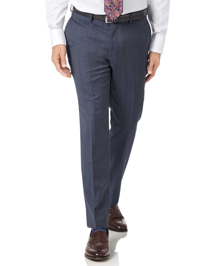 Charles Tyrwhitt Light Blue Slim Fit Twill Business Suit Wool Pants Size W32 L30 By Charles Tyrwhitt