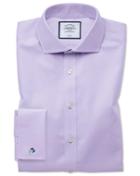  Extra Slim Fit Non-iron Twill Lilac Cotton Dress Shirt French Cuff Size 14.5/32 By Charles Tyrwhitt