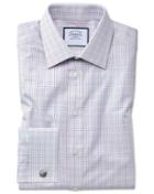  Extra Slim Fit Pink Multi Check Egyptian Cotton Dress Shirt French Cuff Size 14.5/32 By Charles Tyrwhitt