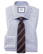  Slim Fit Purple Multi Check Egyptian Cotton Dress Shirt French Cuff Size 15/33 By Charles Tyrwhitt