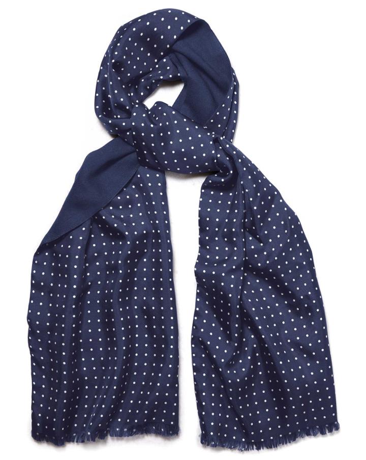 Navy Spot Printed Silk Scarf By Charles Tyrwhitt