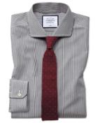  Super Slim Fit Non-iron Black Bengal Stripe Cotton Dress Shirt Single Cuff Size 14/33 By Charles Tyrwhitt
