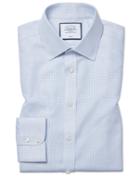 Slim Fit Non-iron Dash Weave Blue Cotton Dress Shirt Single Cuff Size 15/32 By Charles Tyrwhitt