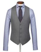  Grey Adjustable Fit Twill Business Suit Wool Vest Size W40 By Charles Tyrwhitt
