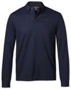  Plain Navy Long Sleeve Jersey Cotton Polo Size Large By Charles Tyrwhitt