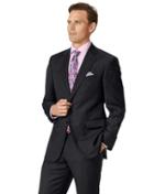  Black Classic Fit Twill Business Suit Wool Jacket Size 40 By Charles Tyrwhitt