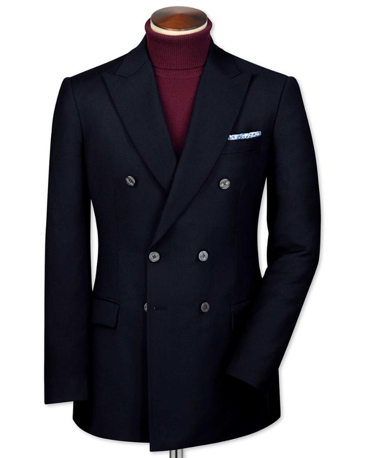 Charles Tyrwhitt Classic Fit Navy Double Breasted Wool Perfect Wool Blazer Size 38 By Charles Tyrwhitt
