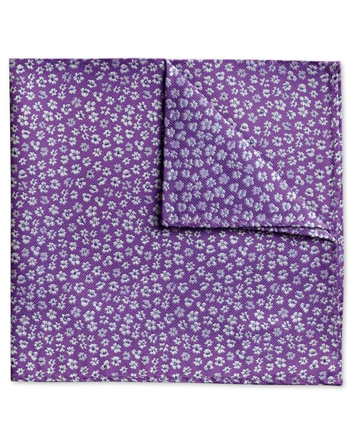 Charles Tyrwhitt Charles Tyrwhitt Lilac Silk Floral Classic Pocket Square