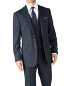Charles Tyrwhitt Charles Tyrwhitt Airforce Blue Classic Fit End-on-end Business Suit Wool Jacket Size 36