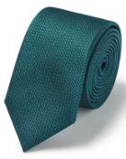  Teal Silk Slim Textured Semi Plain Tie By Charles Tyrwhitt