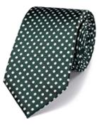 Charles Tyrwhitt Charles Tyrwhitt Green And White Silk Classic Oxford Spot Tie